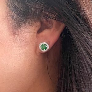 CZ Silver Interchangeable Halo Stud Earrings